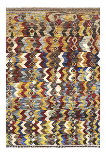 Taimany - Multicolor Tribal Wool Rug - Hand-Knotted 189x132cm