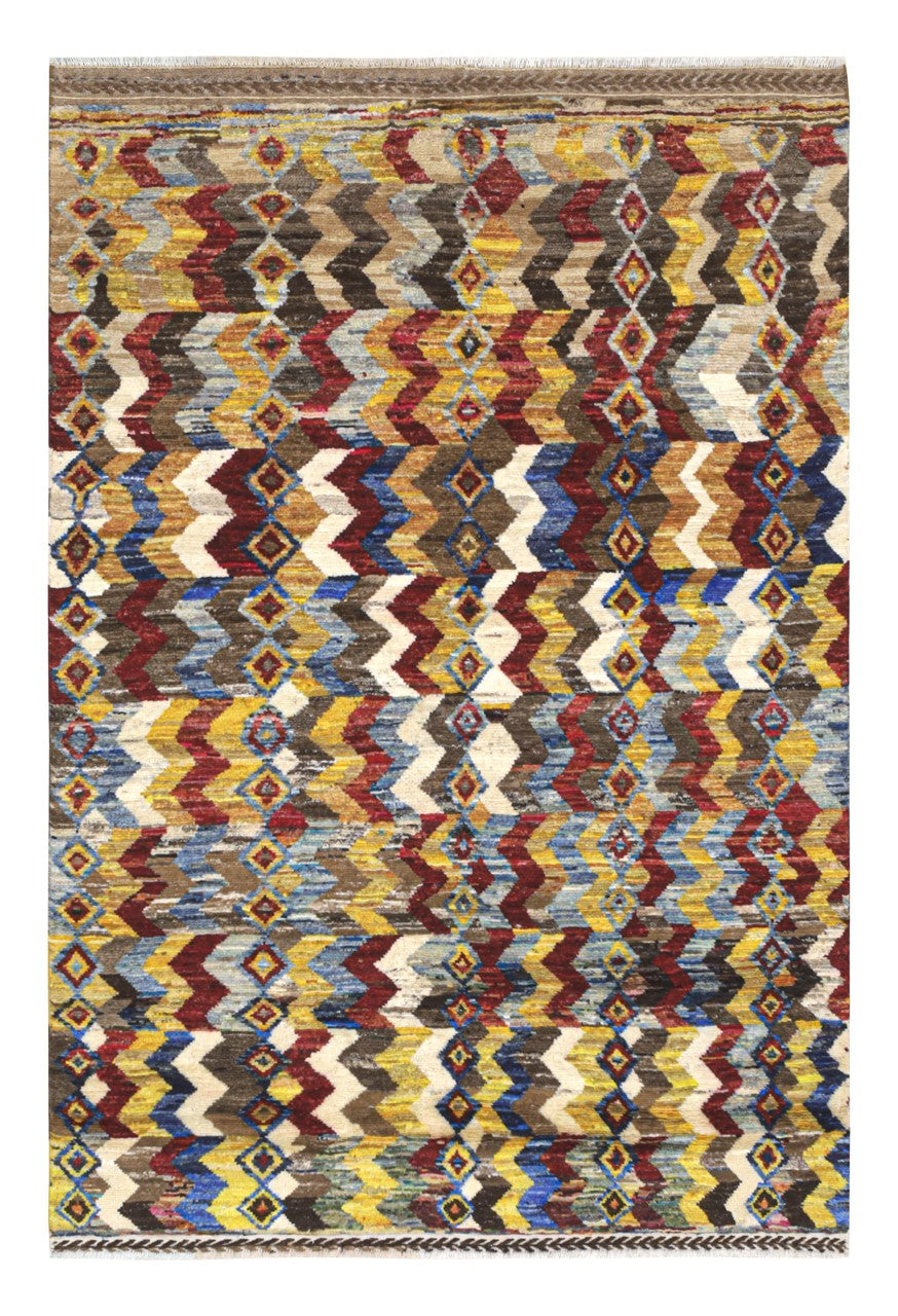 Taimany - Multicolor Tribal Wool Rug - Hand-Knotted 189x132cm