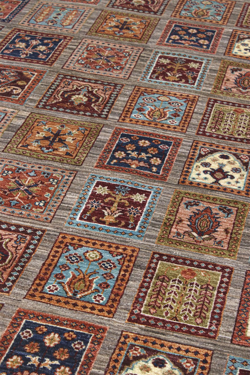 Tappeto Afghan grigio in lana, fatto a mano 252x172cm