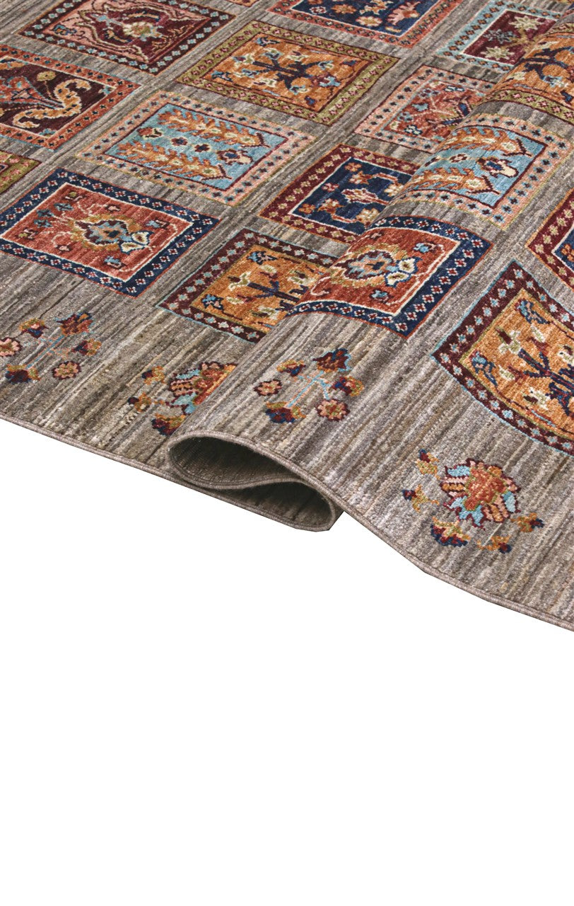 Tappeto Afghan grigio in lana, fatto a mano 252x172cm