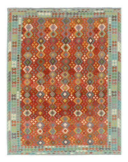 Tappeto Kilim Kaudani Afghan fatto a mano multicolore 354x259cm
