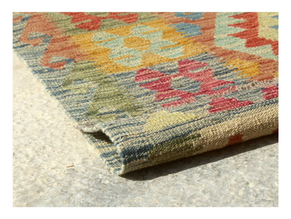 Tappeto Kilim Kaudani Afghan fatto a mano multicolore 292x206cm