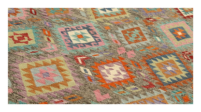 Tappeto Kilim Kaudani Afghan fatto a mano multicolore 345x242cm