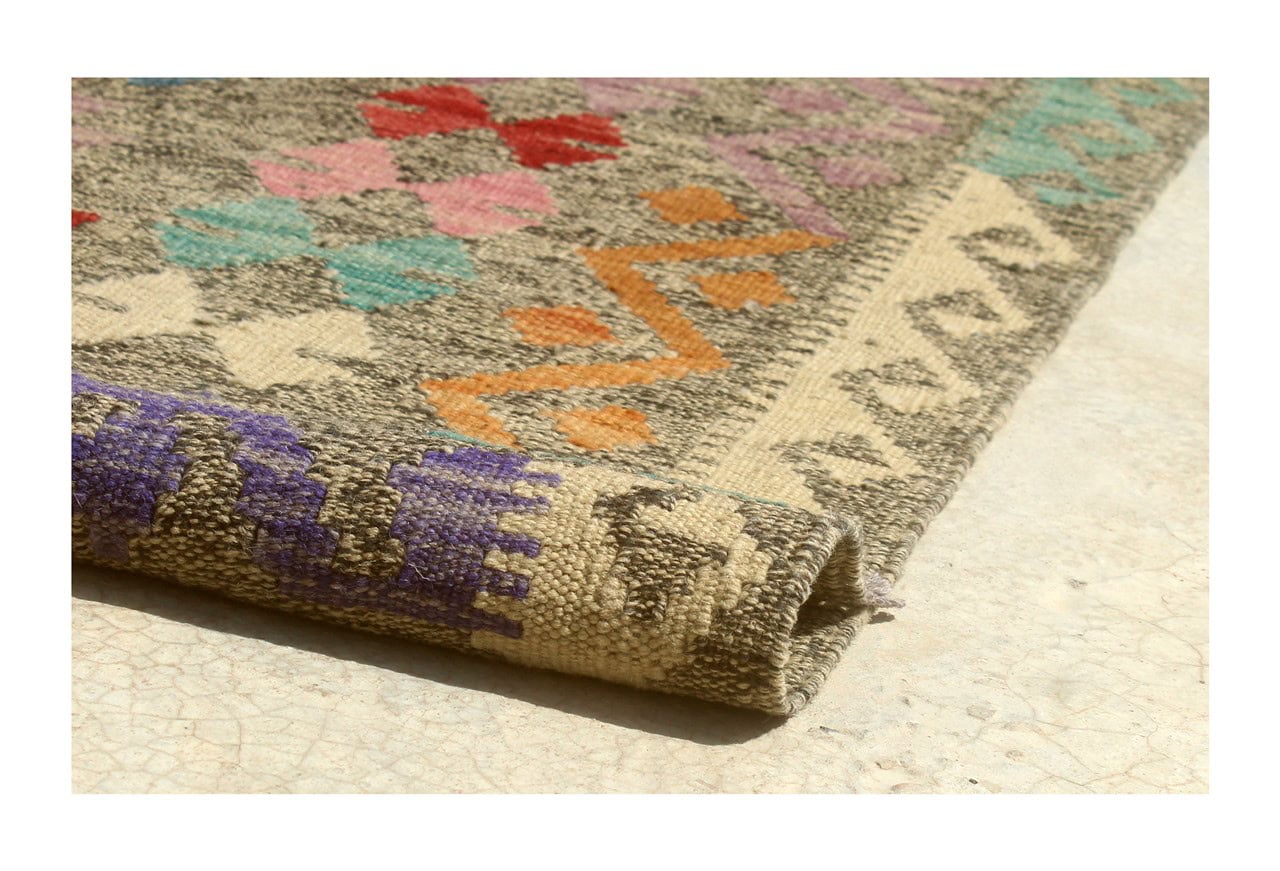 Tappeto Kilim Kaudani Afghan fatto a mano multicolore 345x242cm