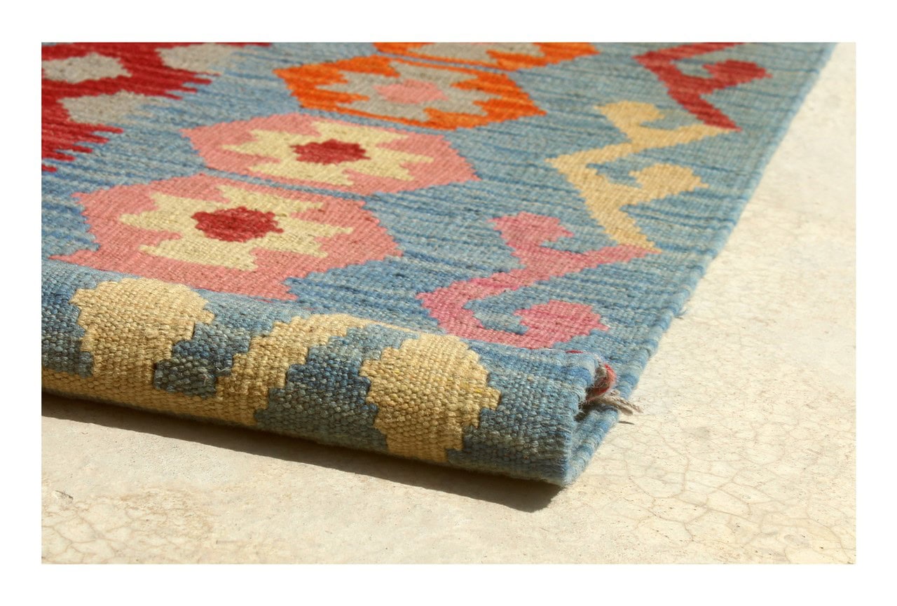 Tappeto Kilim Kaudani Afghan fatto a mano multicolore 300x204cm