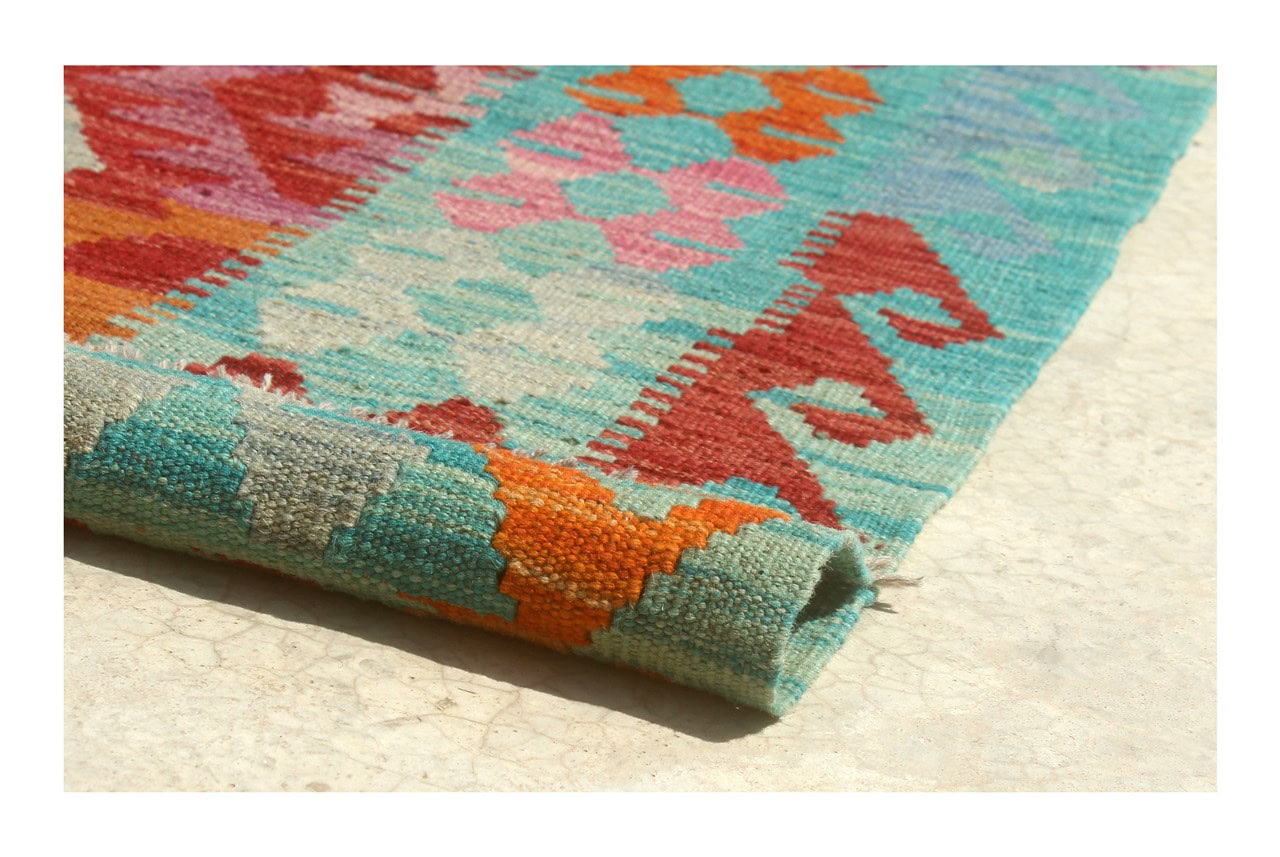 Tappeto Kilim Kaudani Afghan fatto a mano multicolore 333x261cm