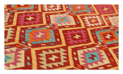 Tappeto Kilim Kaudani Afghan fatto a mano multicolore 299x207cm