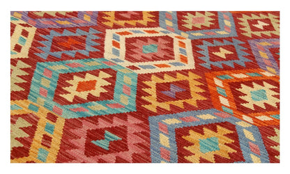 Tappeto Kilim Kaudani Afghan fatto a mano multicolore 296x212cm
