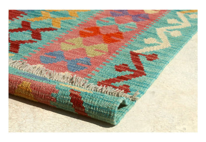 Tappeto Kilim Kaudani Afghan fatto a mano multicolore 296x212cm