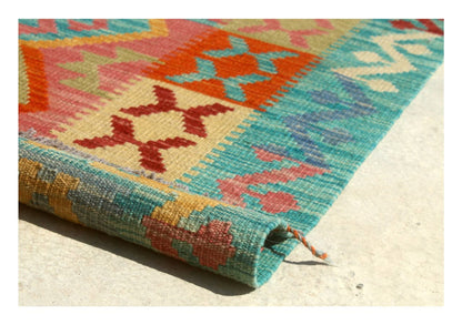 Tappeto Kilim Kaudani Afghan fatto a mano multicolore 299x201cm
