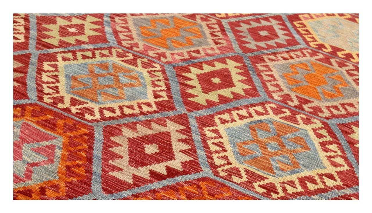Tappeto Kilim Kaudani Afghan fatto a mano multicolore 344x252cm