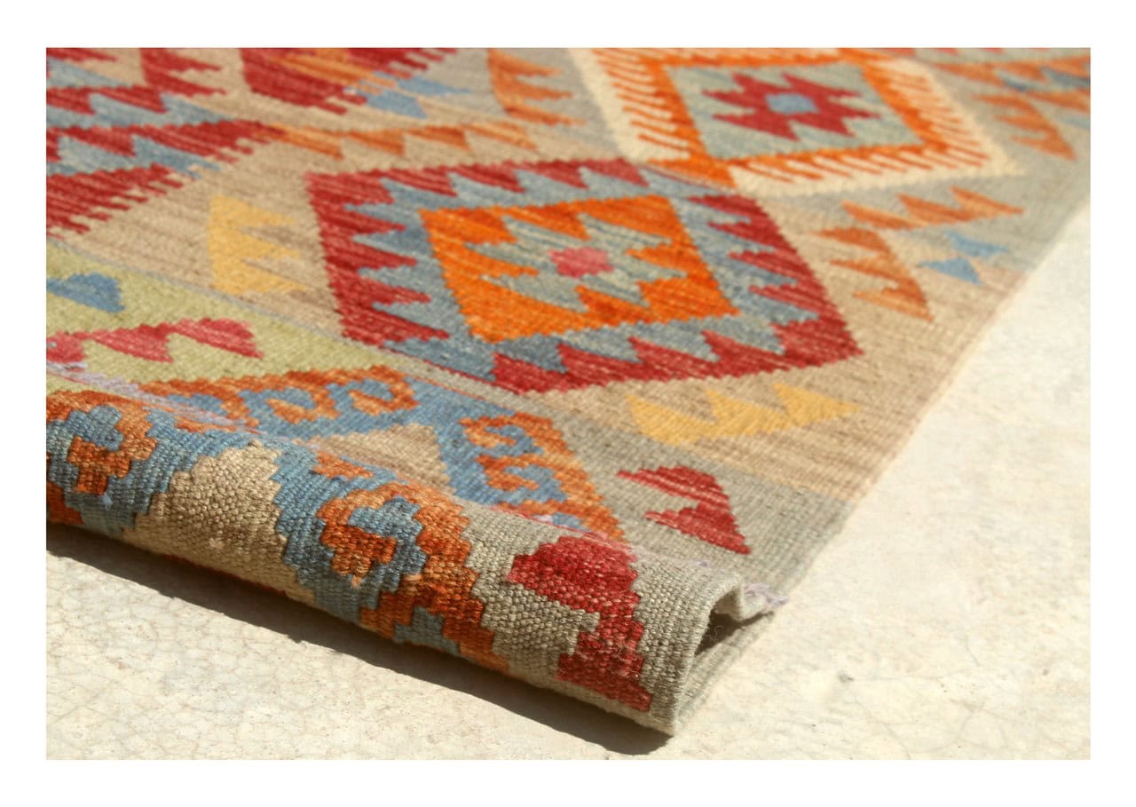 Tappeto Kilim Kaudani Afghan fatto a mano multicolore 344x252cm