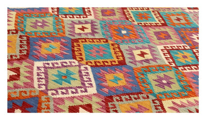 Tappeto Kilim Kaudani Afghan fatto a mano multicolore 300x205cm