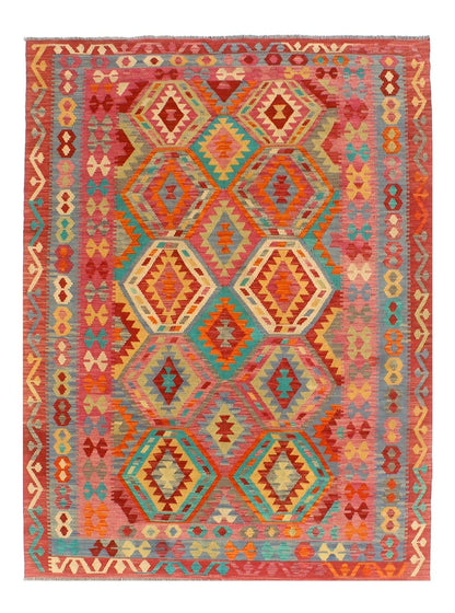 Tappeto Kilim Kaudani Afghan fatto a mano multicolore 299x204cm