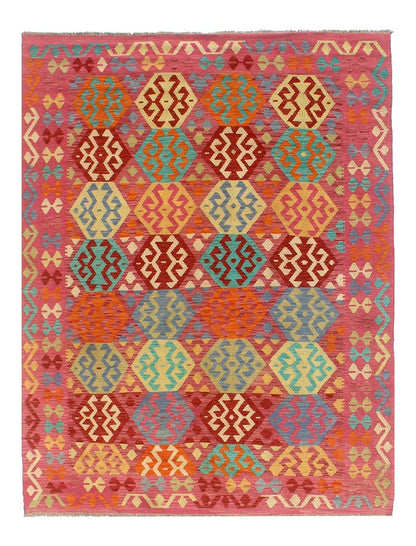 Tappeto Kilim Kaudani Afghan fatto a mano multicolore 298x208cm