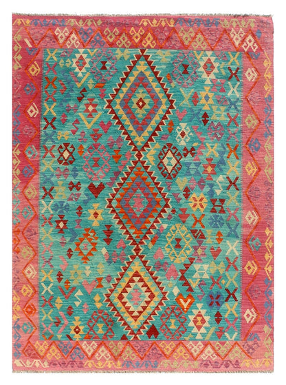 Tappeto Kilim Kaudani Afghan fatto a mano multicolore 291x205cm