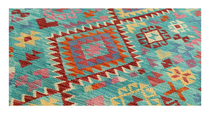 Tappeto Kilim Kaudani Afghan fatto a mano multicolore 291x205cm