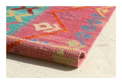 Tappeto Kilim Kaudani Afghan fatto a mano multicolore 291x205cm