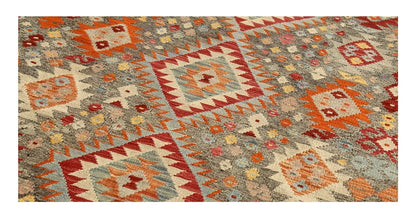 Tappeto Kilim Kaudani Afghan fatto a mano multicolore 295x217cm