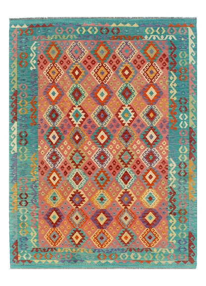 Tappeto Kilim Kaudani Afghan fatto a mano multicolore 306x204cm