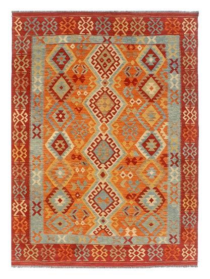 Tappeto Kilim Kaudani Afghan fatto a mano multicolore 298x206cm