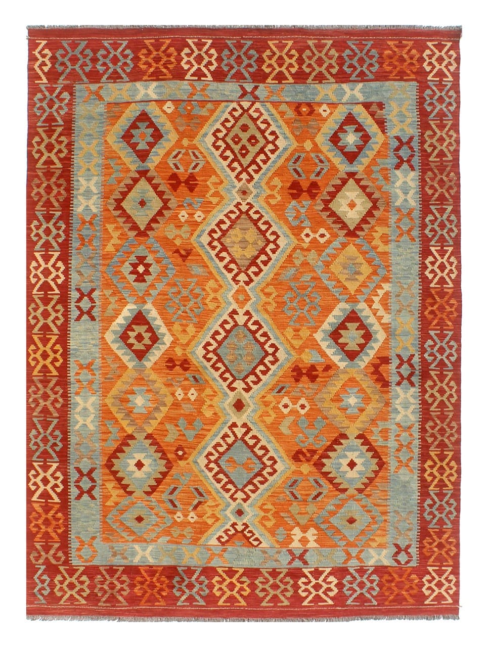 Tappeto Kilim Kaudani Afghan fatto a mano multicolore 298x206cm