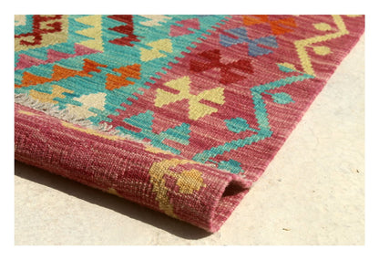 Tappeto Kilim Kaudani Afghan fatto a mano multicolore 294x207cm