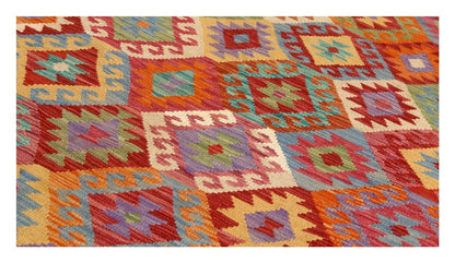 Tappeto Kilim Kaudani Afghan fatto a mano multicolore 303x208cm
