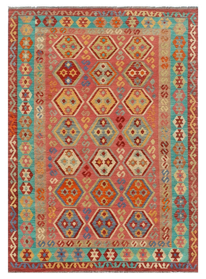 Tappeto Kilim Kaudani Afghan fatto a mano multicolore 300x203cm