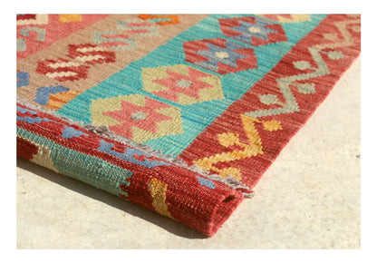 Tappeto Kilim Kaudani Afghan fatto a mano multicolore 300x203cm