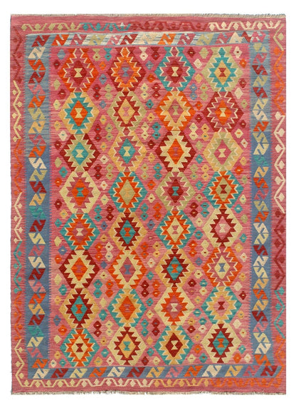 Tappeto Kilim Kaudani Afghan fatto a mano multicolore 293x206cm