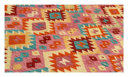 Tappeto Kilim Kaudani Afghan fatto a mano multicolore 293x206cm