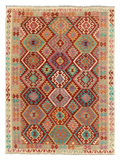 Tappeto Kilim Kaudani Afghan fatto a mano multicolore 301x203cm