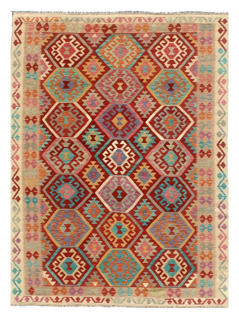 Tappeto Kilim Kaudani Afghan fatto a mano multicolore 301x203cm