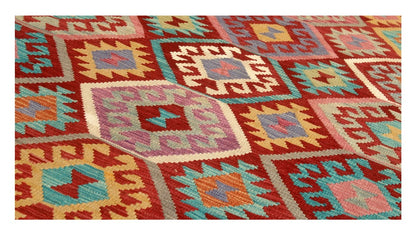 Tappeto Kilim Kaudani Afghan fatto a mano multicolore 301x203cm