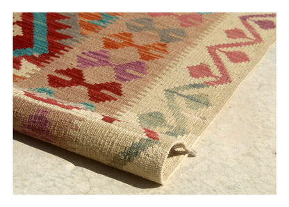 Tappeto Kilim Kaudani Afghan fatto a mano multicolore 301x203cm