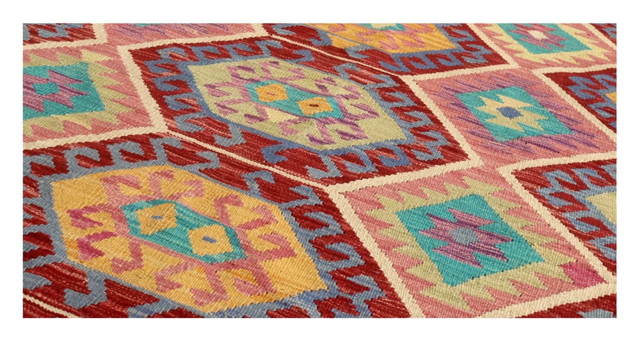 Tappeto Kilim Kaudani Afghan fatto a mano multicolore 339x249cm
