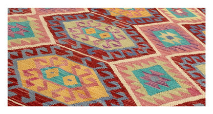Tappeto Kilim Kaudani Afghan fatto a mano multicolore 339x249cm