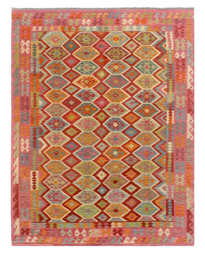 Tappeto Kilim Kaudani Afghan fatto a mano multicolore 334x254cm