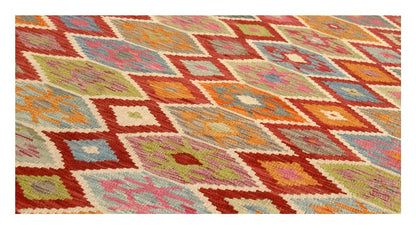 Tappeto Kilim Kaudani Afghan fatto a mano multicolore 334x254cm