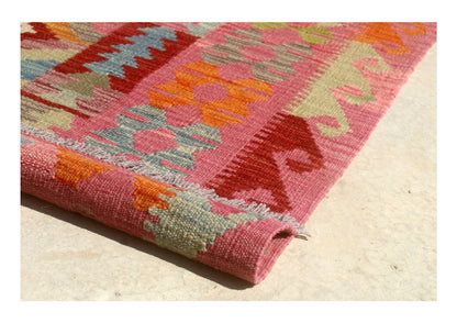 Tappeto Kilim Kaudani Afghan fatto a mano multicolore 334x254cm