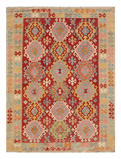 Tappeto Kilim Kaudani Afghan fatto a mano multicolore 303x198cm