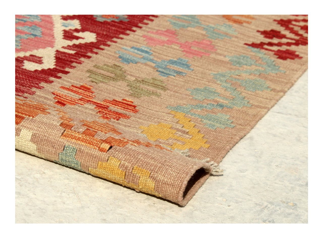 Tappeto Kilim Kaudani Afghan fatto a mano multicolore 303x198cm
