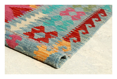 Tappeto Kilim Kaudani Afghan fatto a mano multicolore 304x200cm