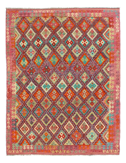 Tappeto Kilim Kaudani Afghan fatto a mano multicolore 293x214cm