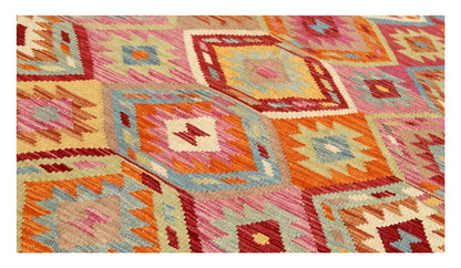 Tappeto Kilim Kaudani Afghan fatto a mano multicolore 293x205cm