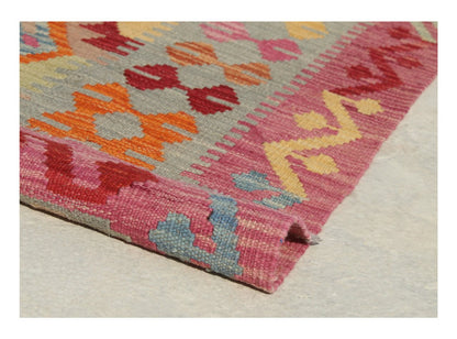 Tappeto Kilim Kaudani Afghan fatto a mano multicolore 293x205cm