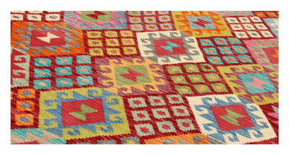 Tappeto Kilim Kaudani Afghan fatto a mano multicolore 349x255cm
