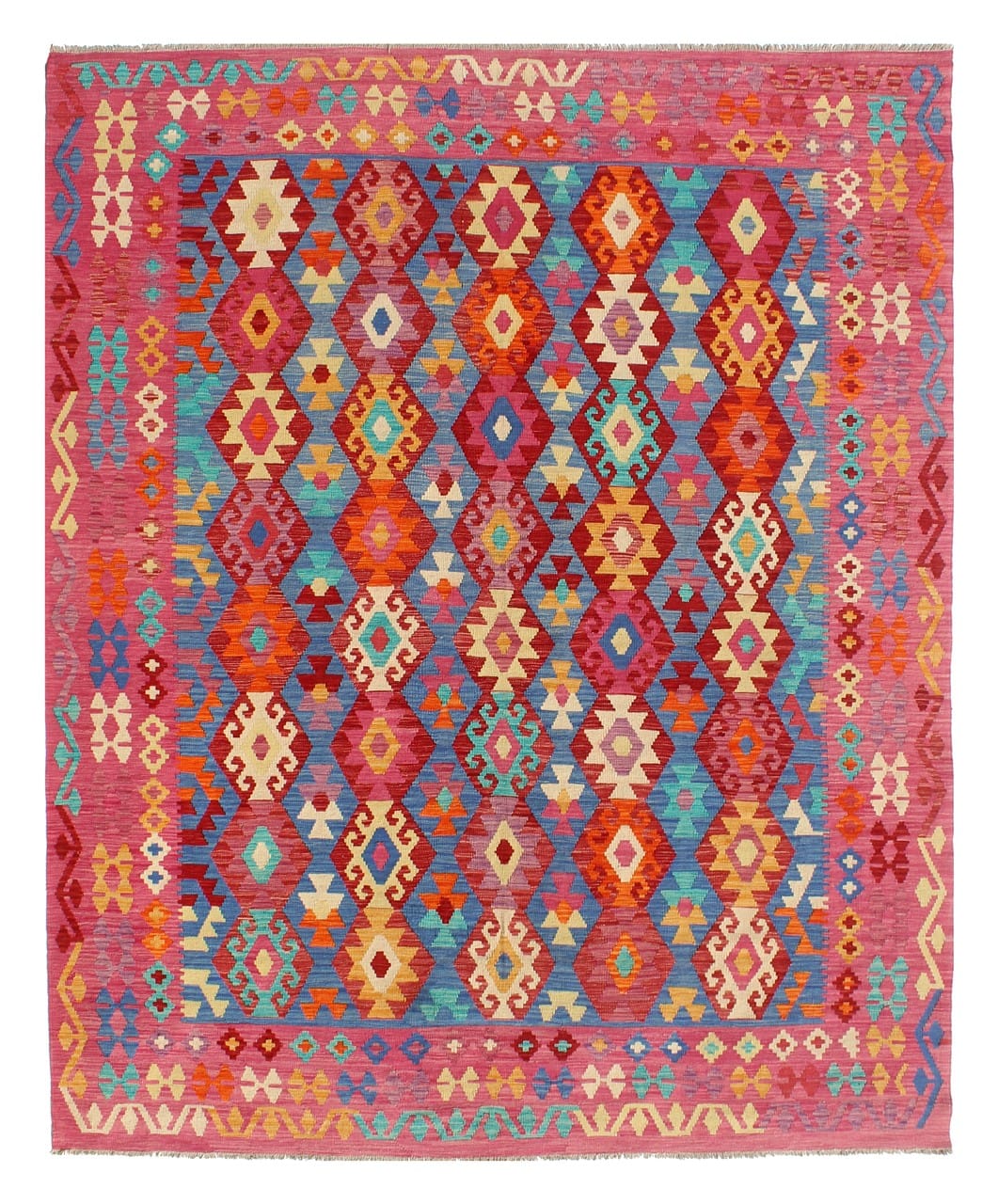 Tappeto Kilim Kaudani Afghan fatto a mano multicolore 341x259cm