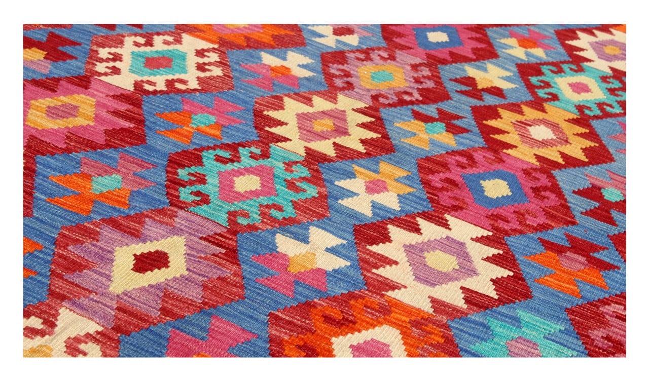 Tappeto Kilim Kaudani Afghan fatto a mano multicolore 341x259cm